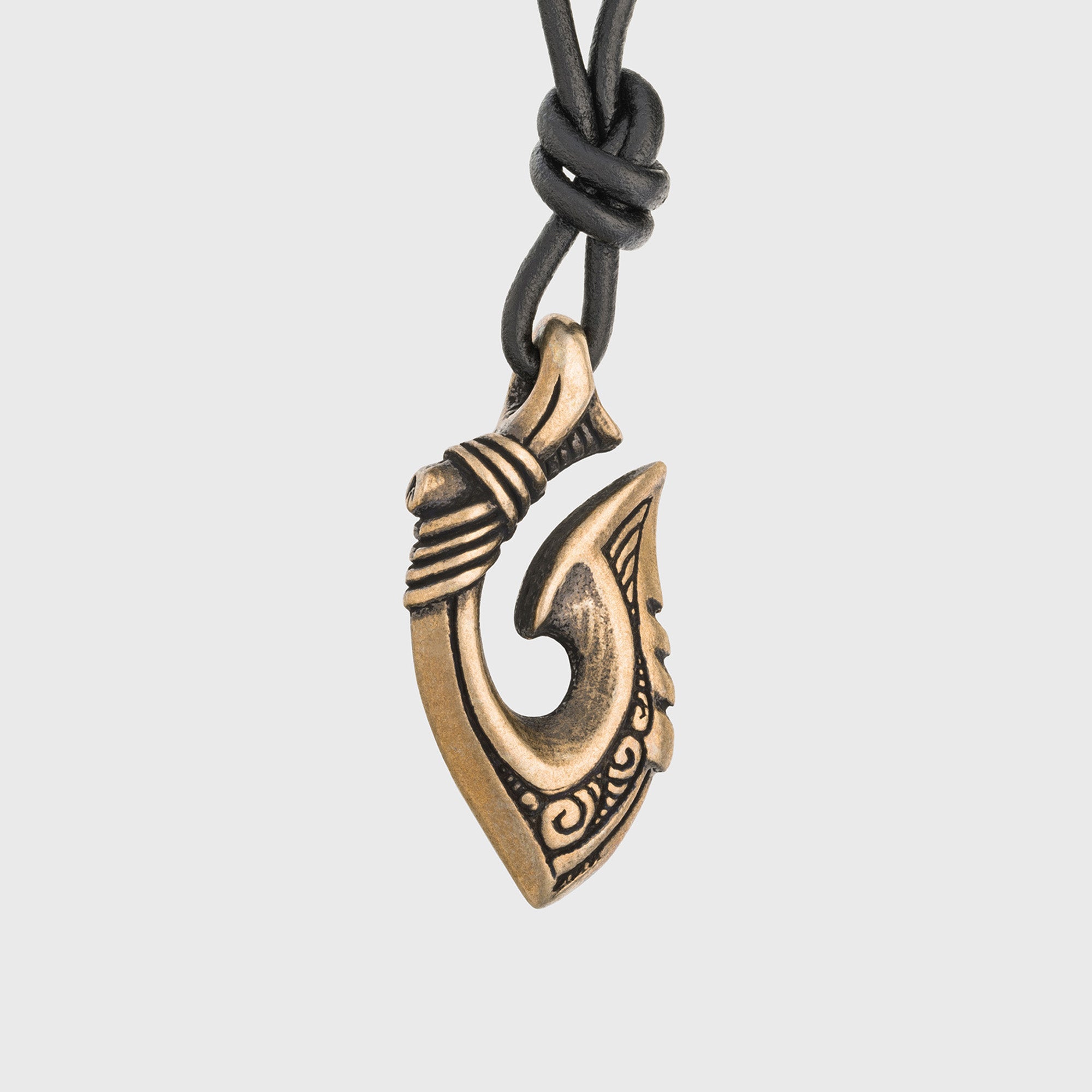 Fish Hook Bronze Necklace – Maori Inspired Hei Matau Symbolic Amulet