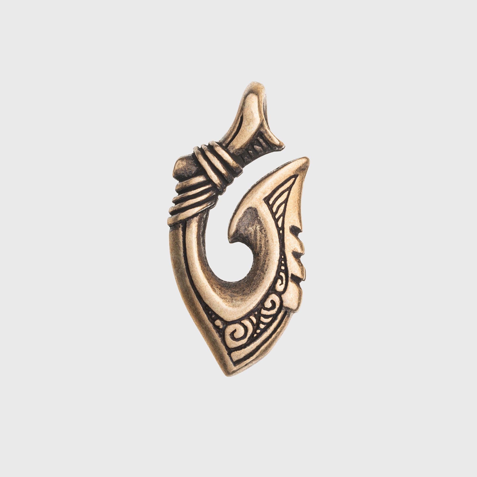Fish Hook Bronze Necklace – Maori Inspired Hei Matau Symbolic Amulet