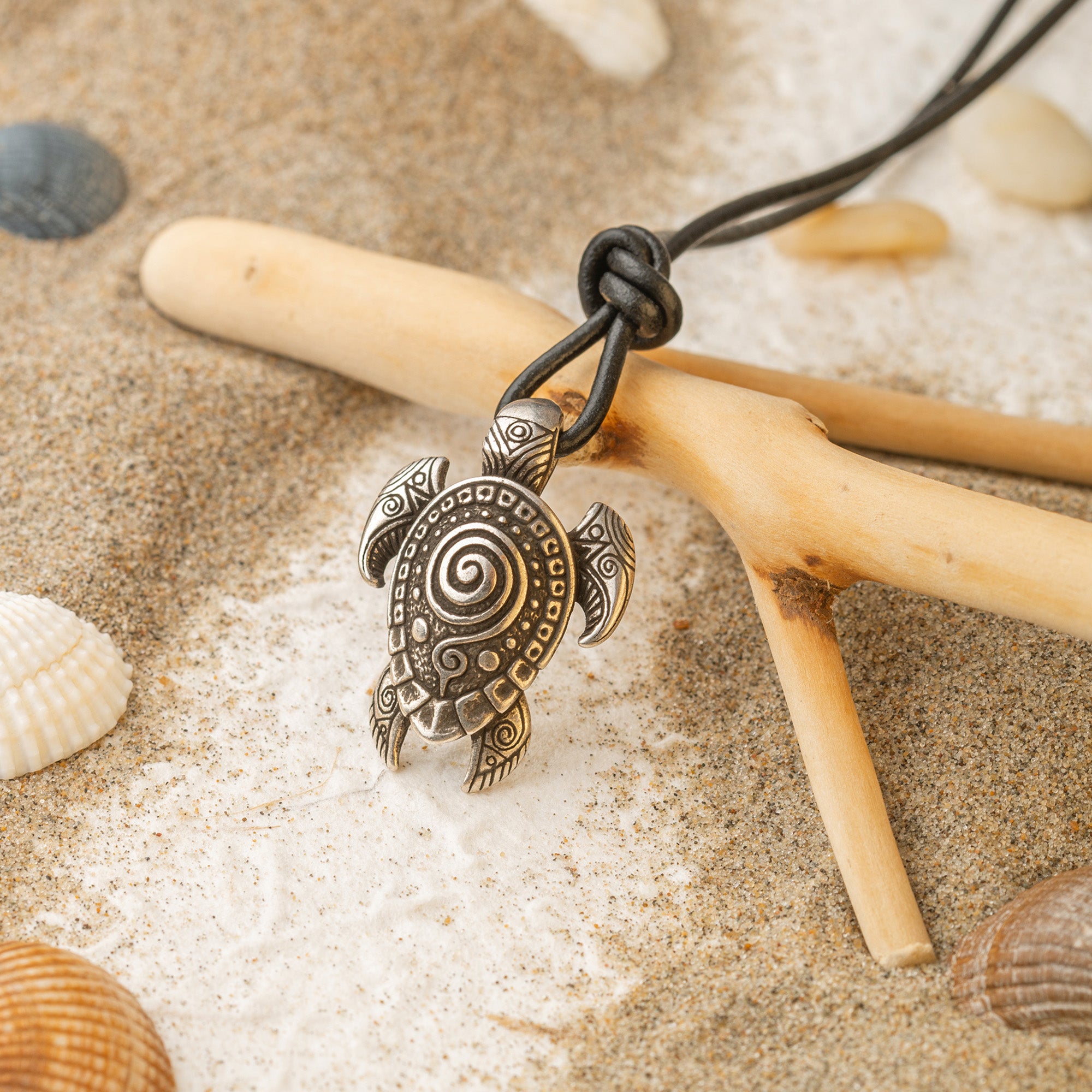 Turtle Silver-plated Bronze Pendant – Handmade Ocean-Inspired Tribal Jewelry