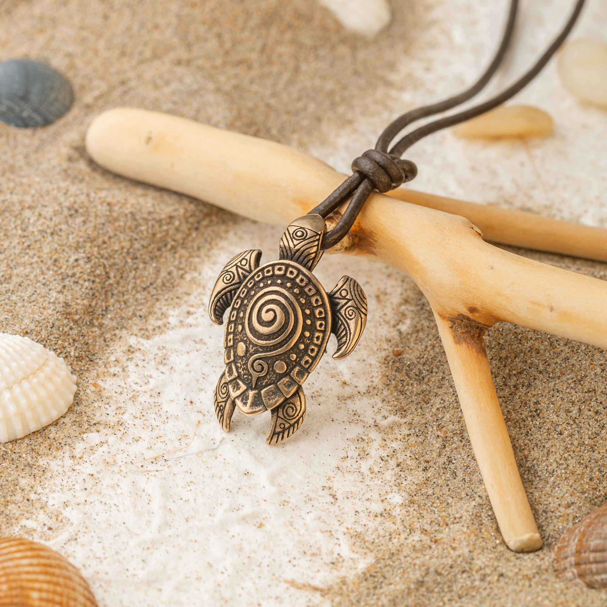 Turtle Bronze Pendant – Handmade Ocean-Inspired Tribal Jewelry