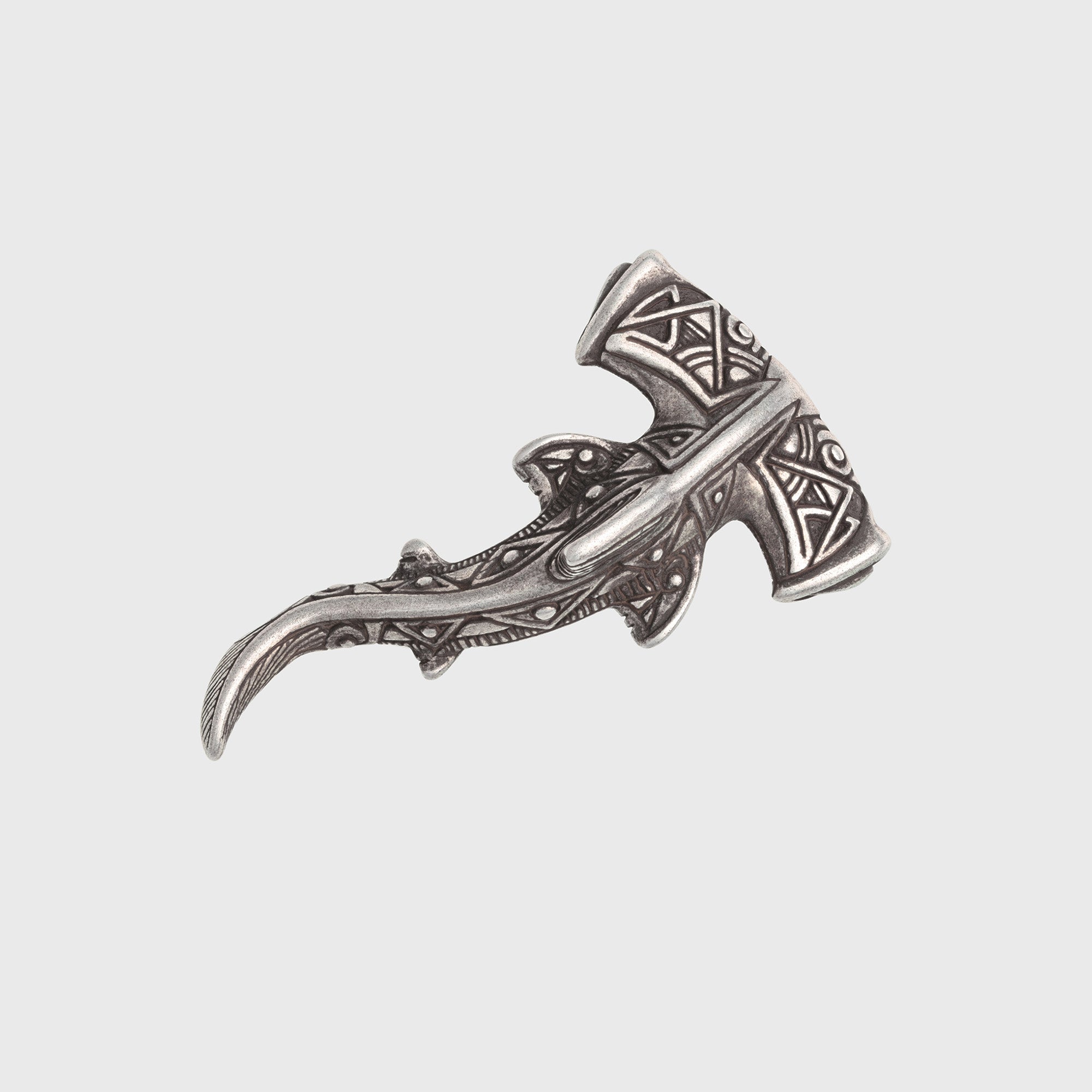 Hammerhead Shark Silver-plated Bronze Pendant – Handmade Ocean Tribal Jewelry