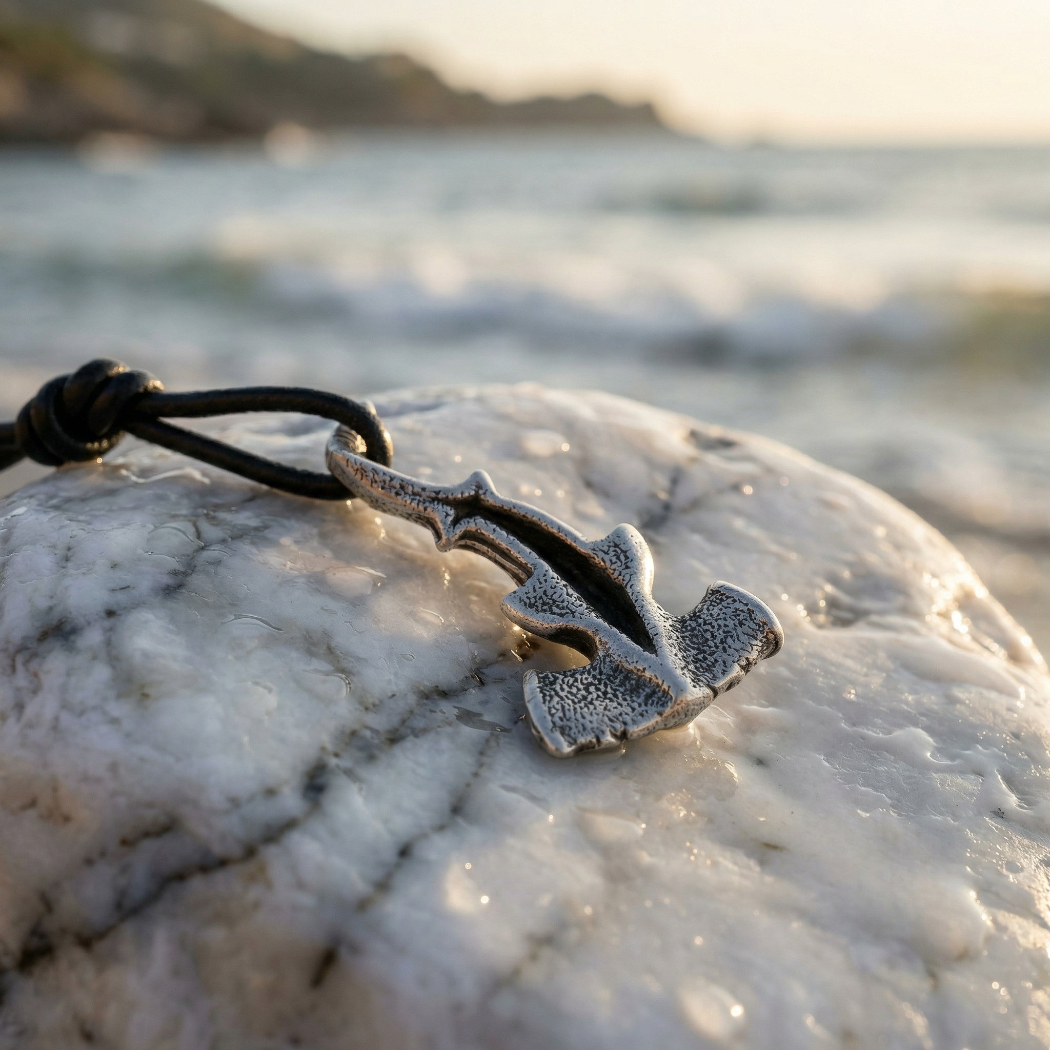 Hammerhead Shark Silver-plated Bronze Pendant – Handmade Ocean Tribal Jewelry