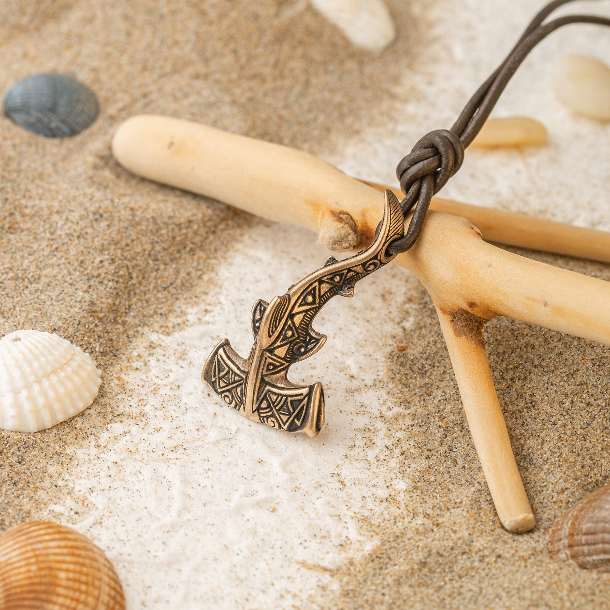 Hammerhead Shark Bronze Pendant – Handmade Ocean Tribal Jewelry