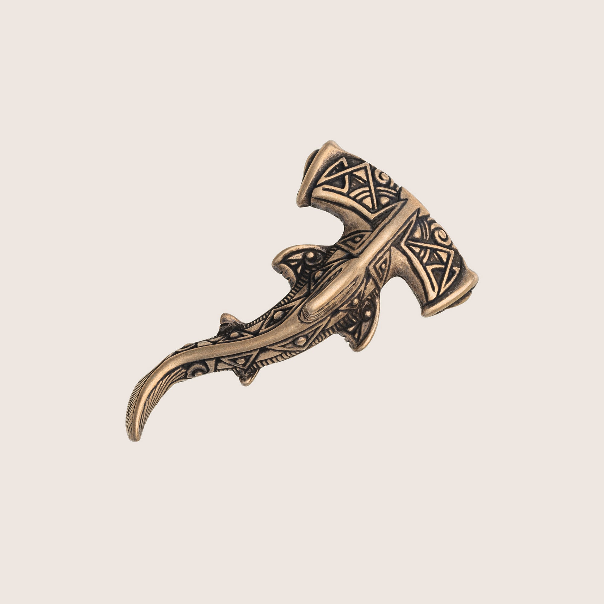Hammerhead Shark Bronze Pendant – Handmade Ocean Tribal Jewelry