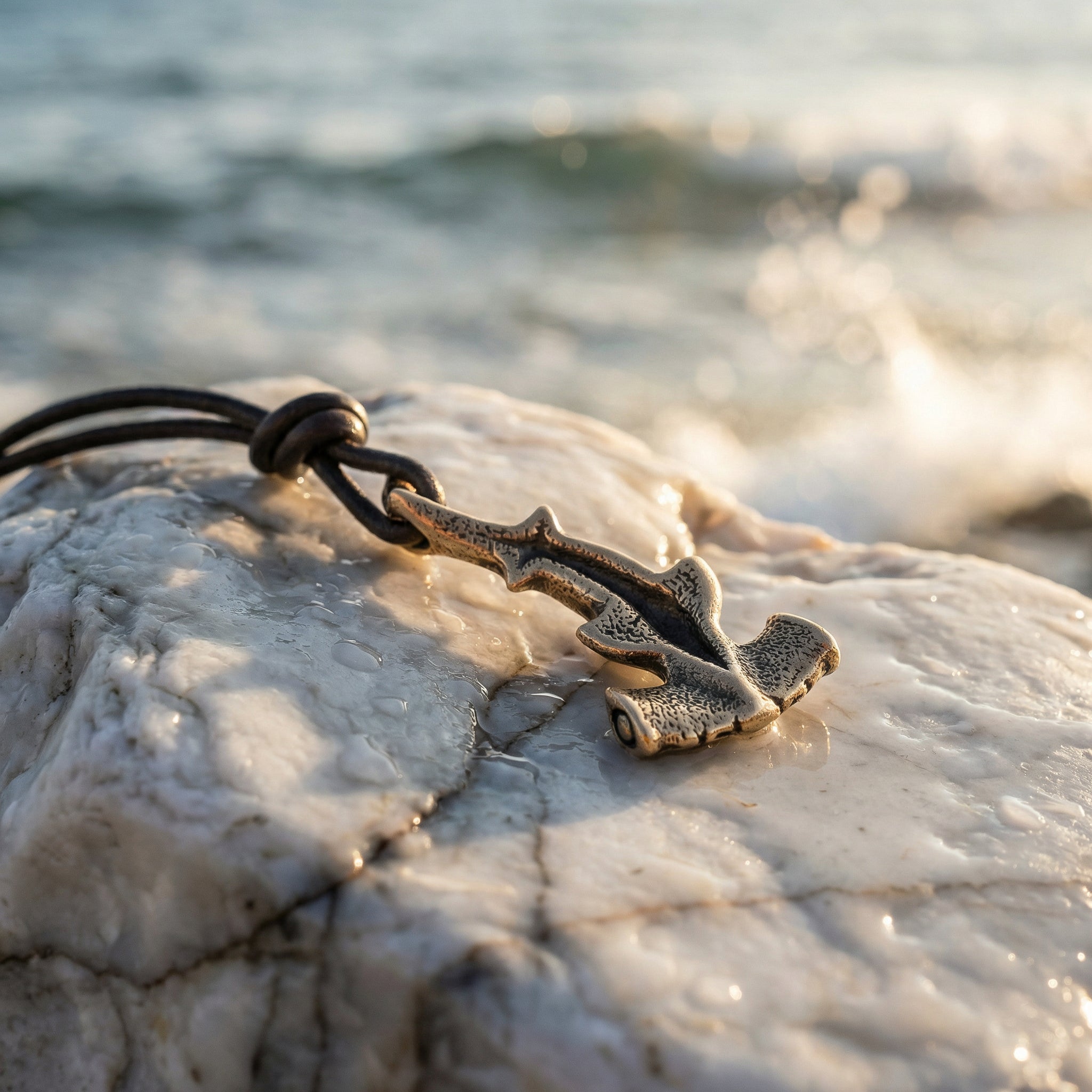 Hammerhead Shark Bronze Pendant – Handmade Ocean Tribal Jewelry