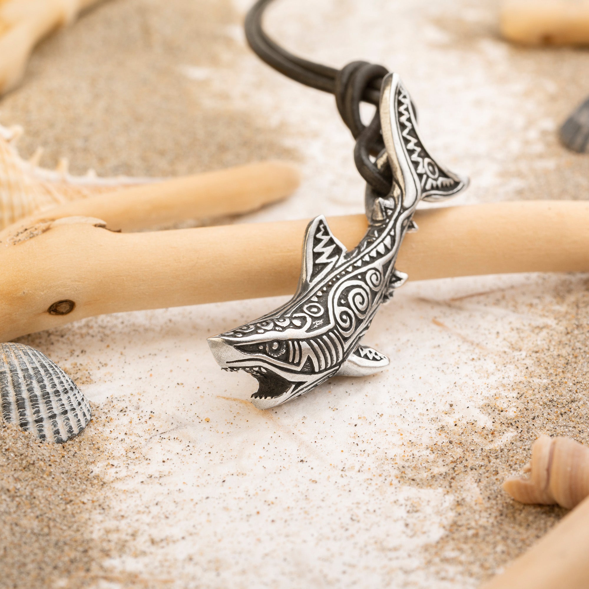 Great White Shark Pendant – Sterling Silver Ocean Totem Jewelry