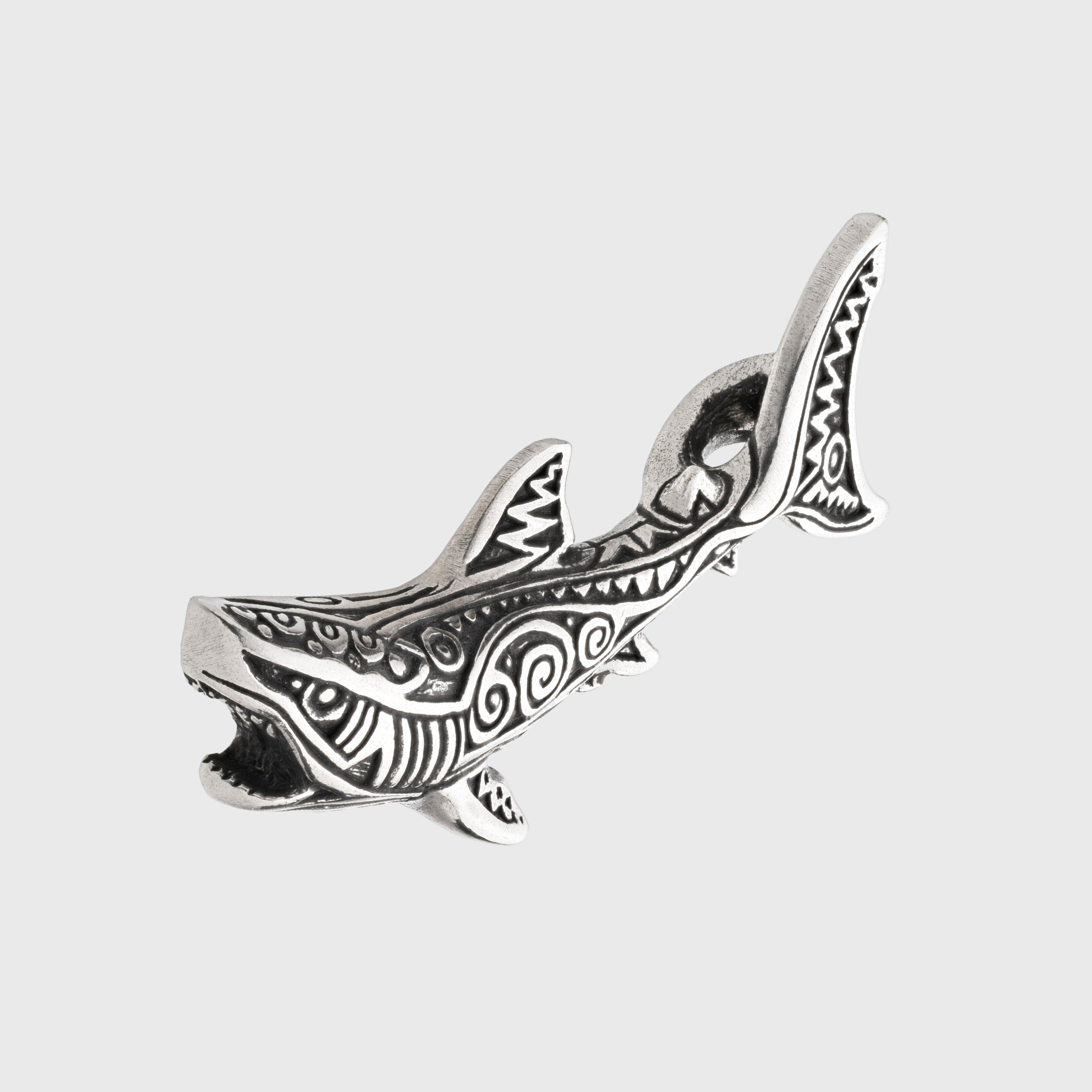 Great White Shark Pendant – Sterling Silver Ocean Totem Jewelry