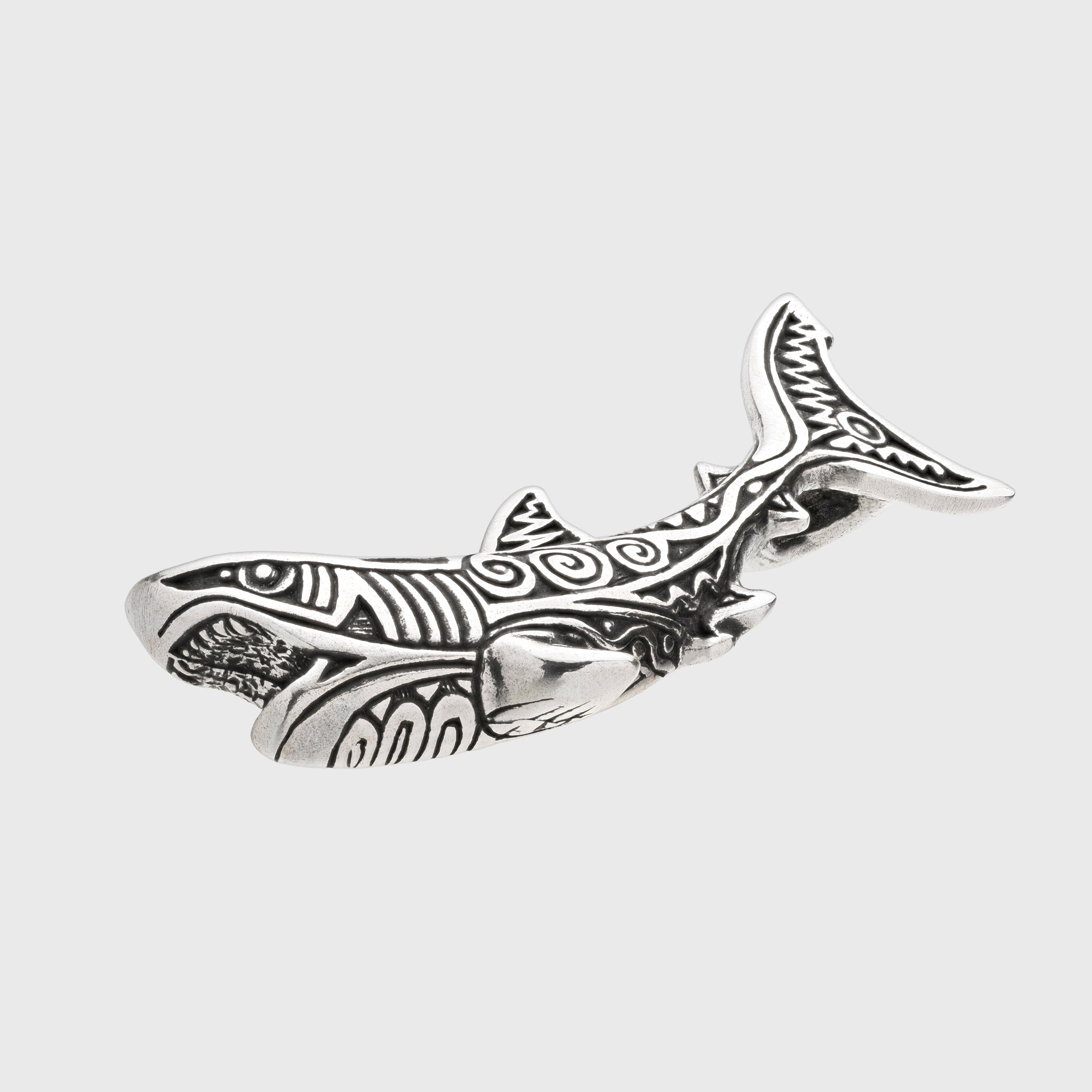Great White Shark Pendant – Sterling Silver Ocean Totem Jewelry