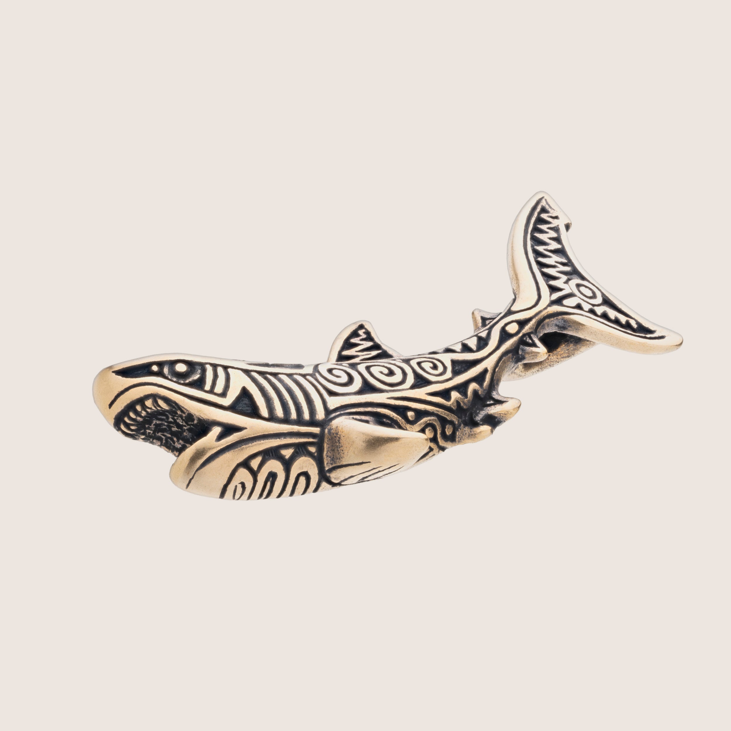 Great White Shark Pendant – Bronze Ocean Totem Jewelry