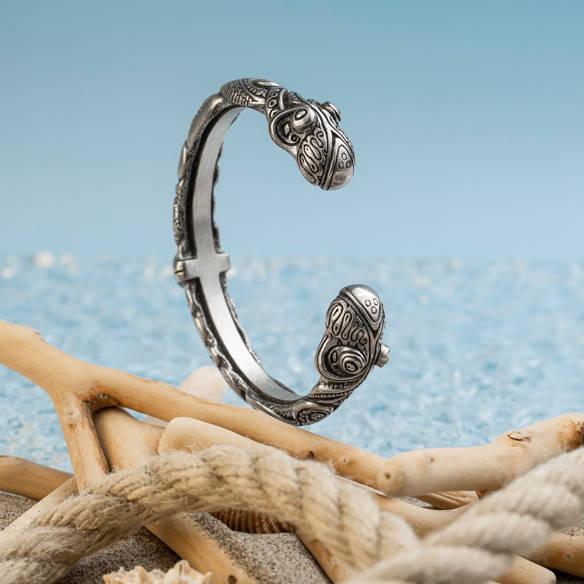 Tribal Octopus Bracelet – Adjustable Maori Pewter Cuff