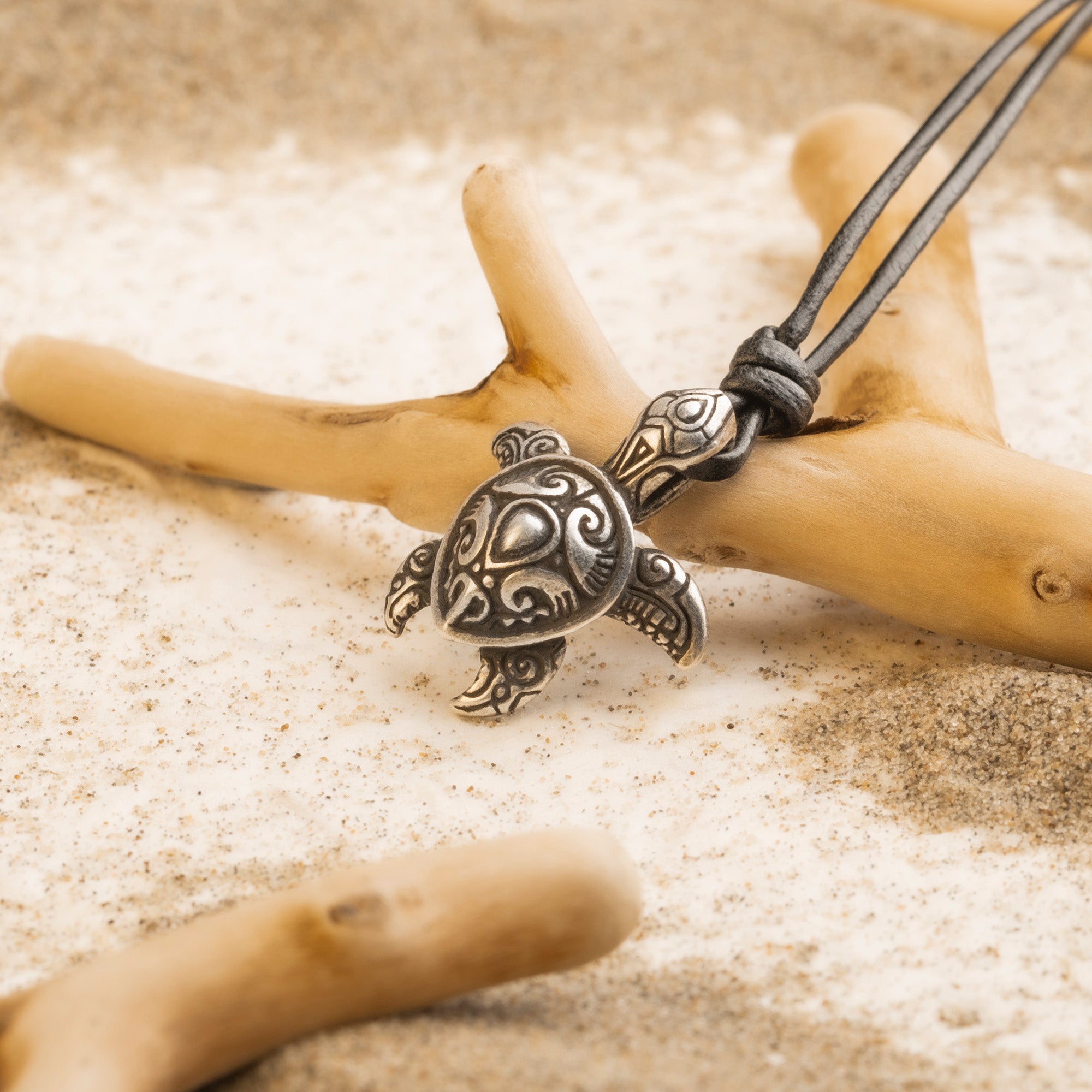 Turtle Silver-plated Bronze Pendant – Handmade Maori Tribal Jewelry