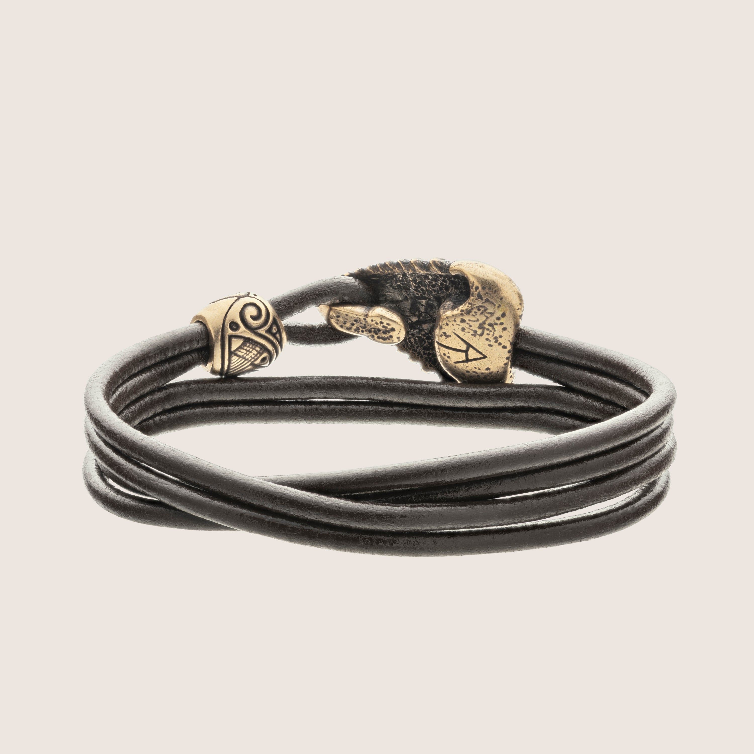 Shark Tooth Leather Bracelet – Bronze Tribal Jewelry