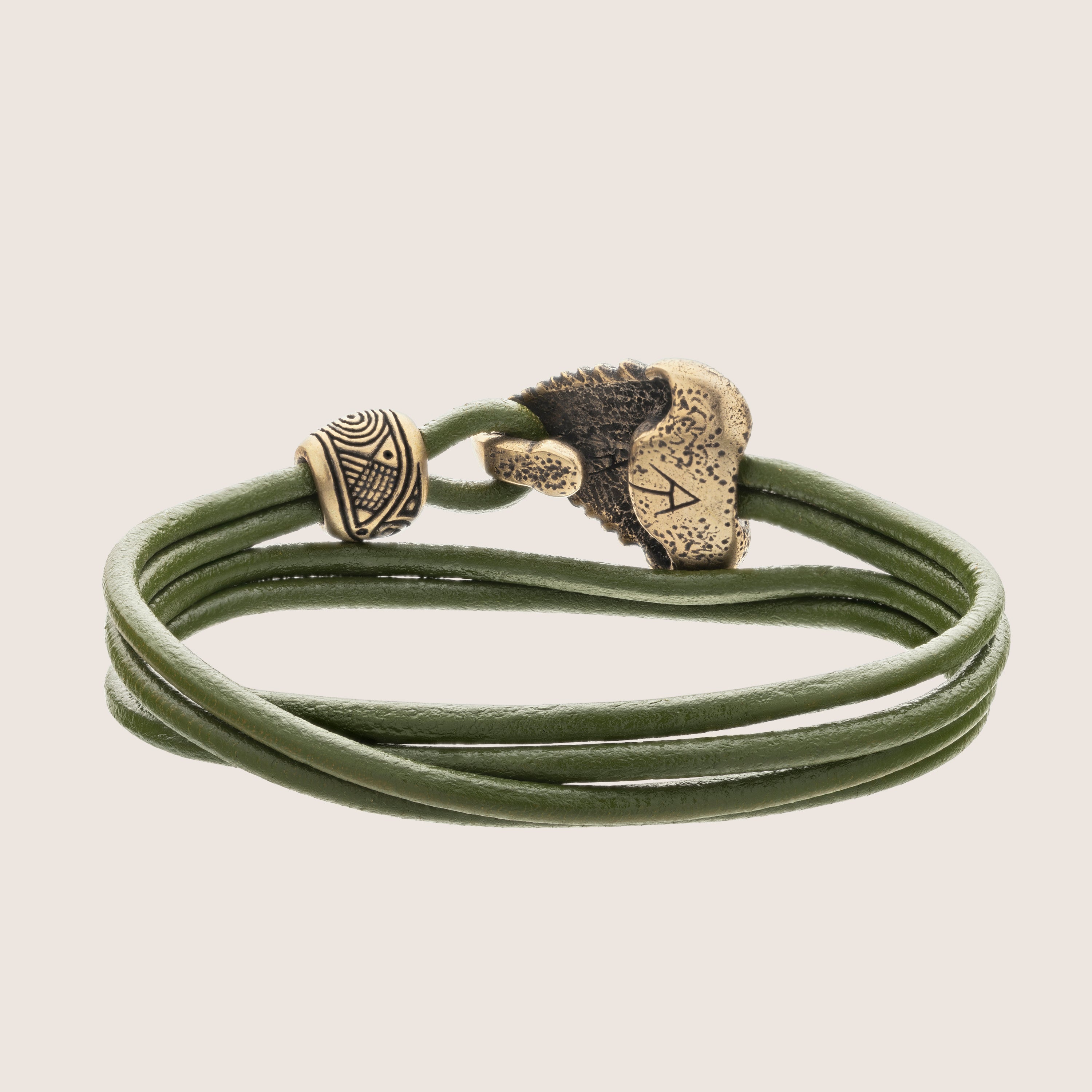 Shark Tooth Leather Bracelet – Bronze Tribal Jewelry
