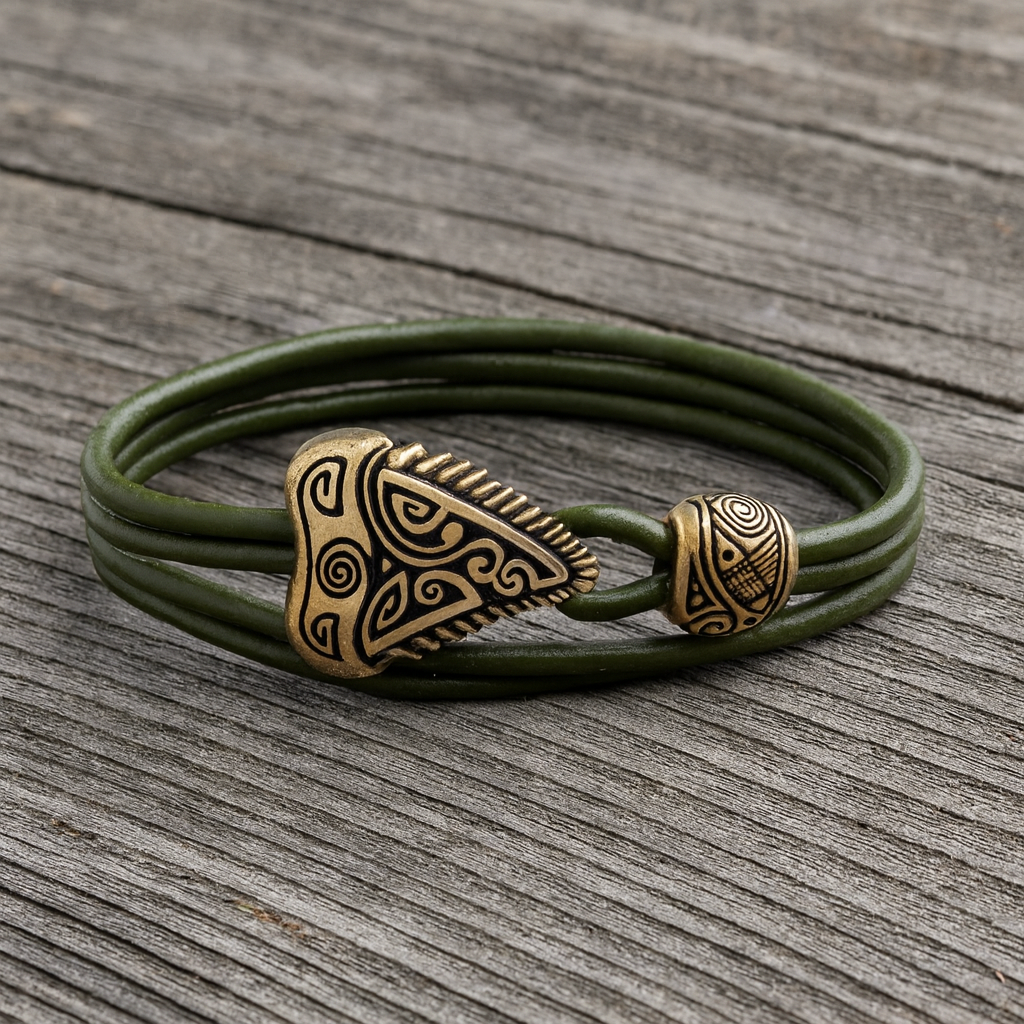 Shark Tooth Leather Bracelet – Bronze Tribal Jewelry