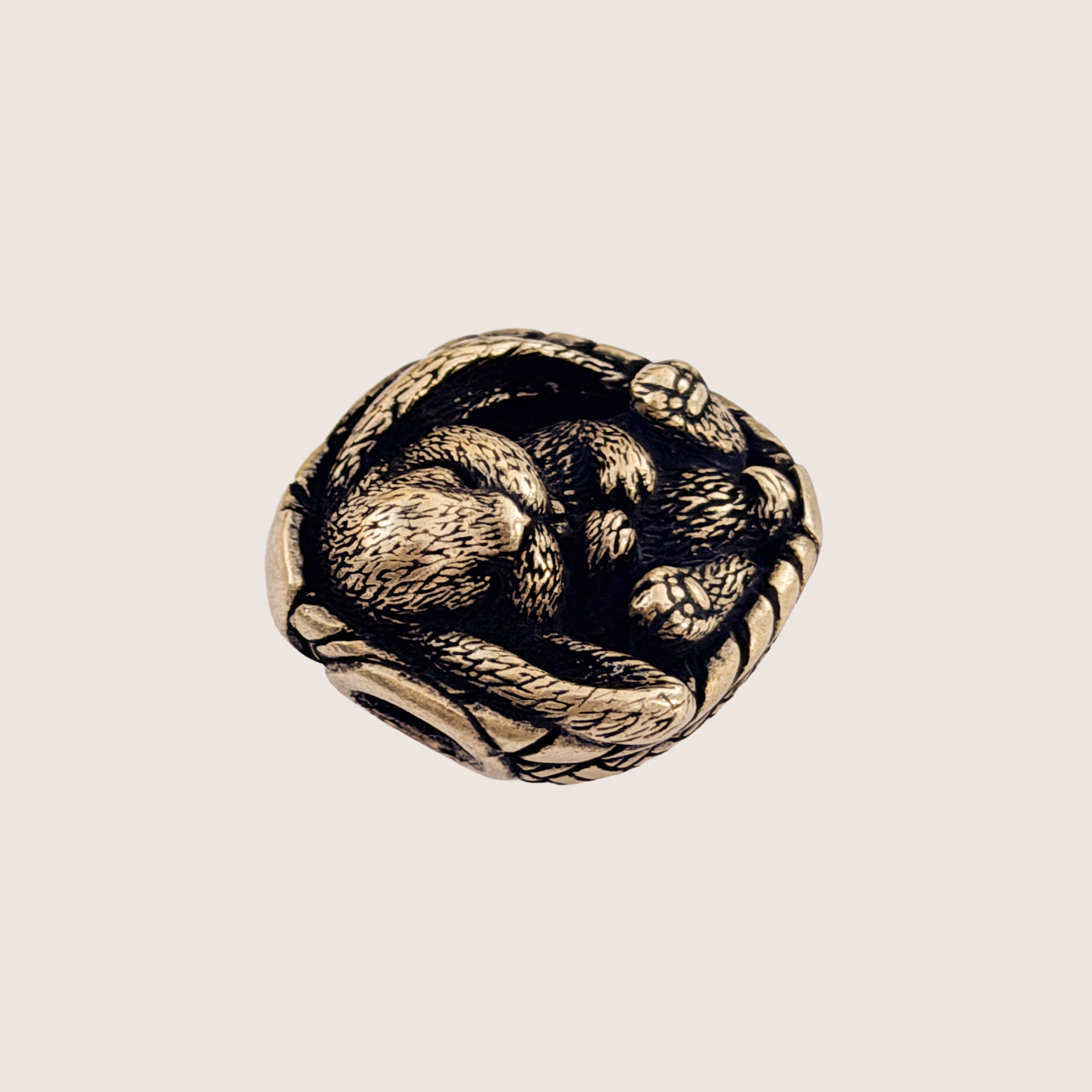 Sleeping Bunny in Basket – Bronze Miniature, Desk Decor & Keychain