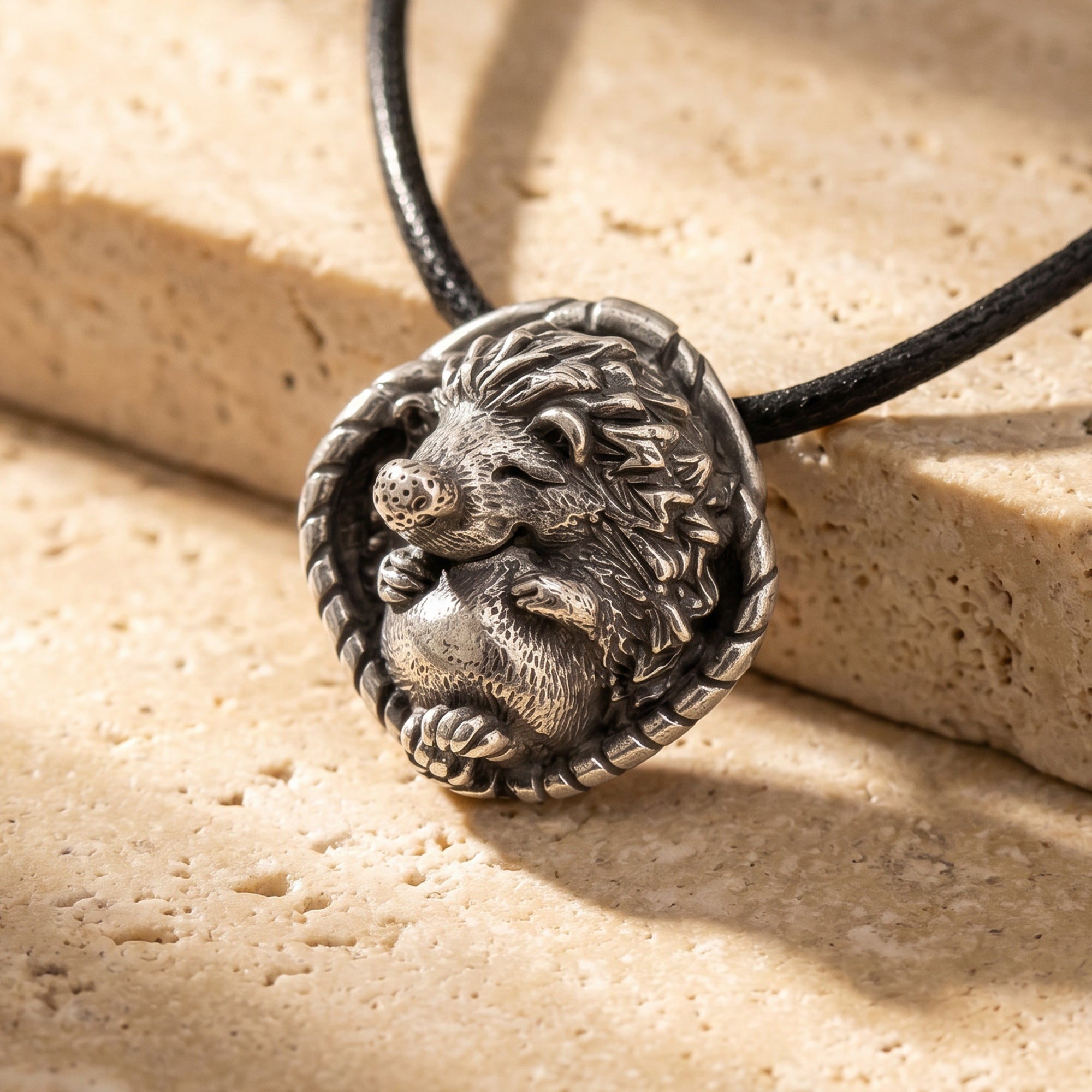 Sleeping Hedgehog in Basket – Bronze Miniature, Desk Decor & Keychain