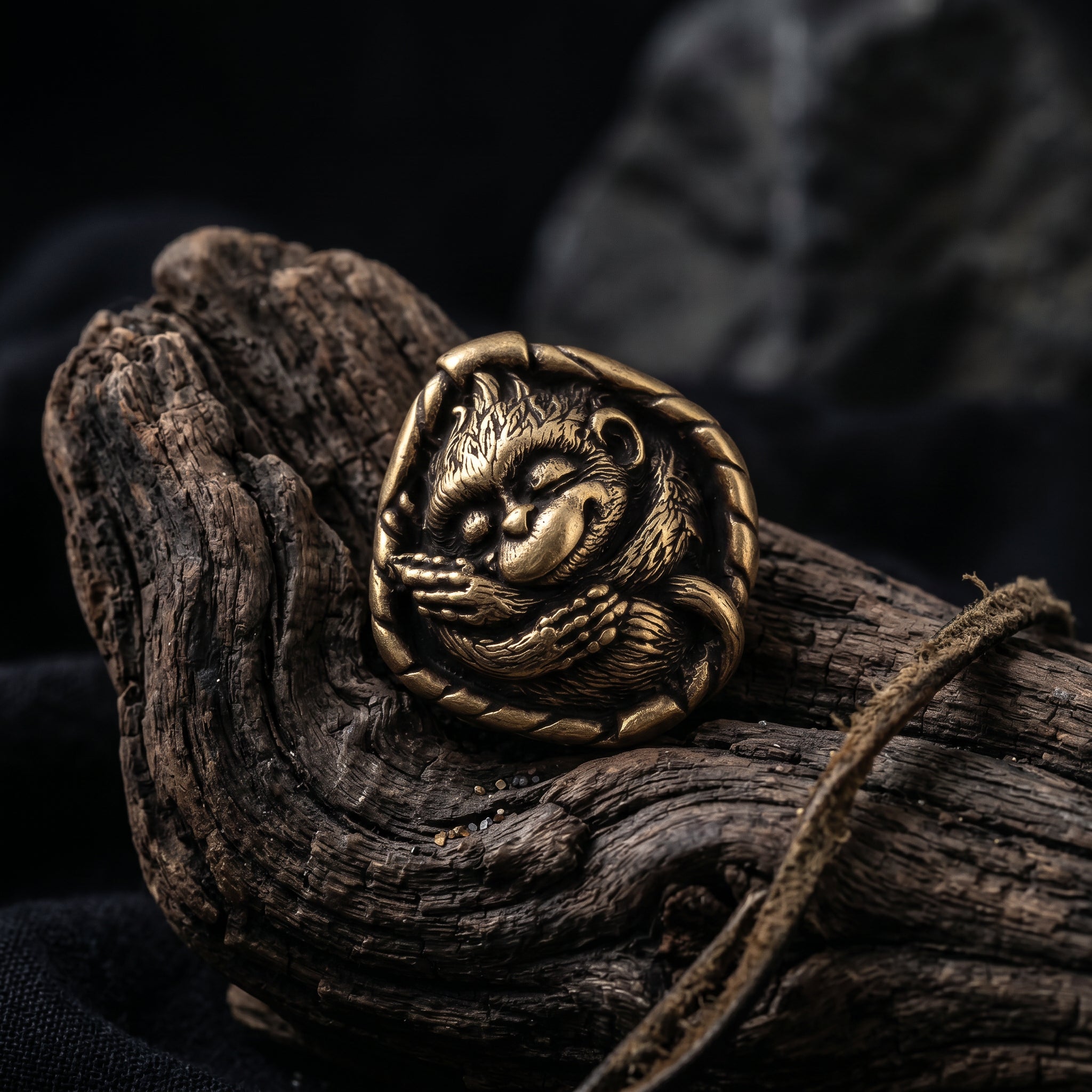 Sleeping Monkey in Basket – Bronze Miniature, Desk Decor & Keychain