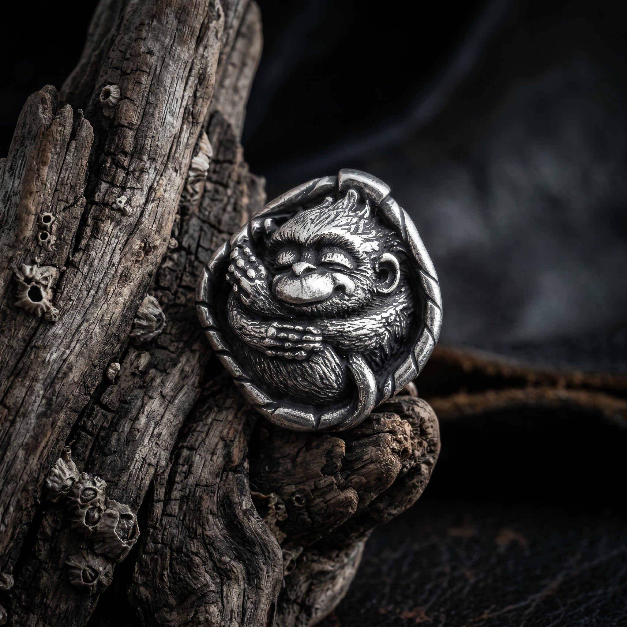 Sleeping Monkey in Basket – Bronze Miniature, Desk Decor & Keychain