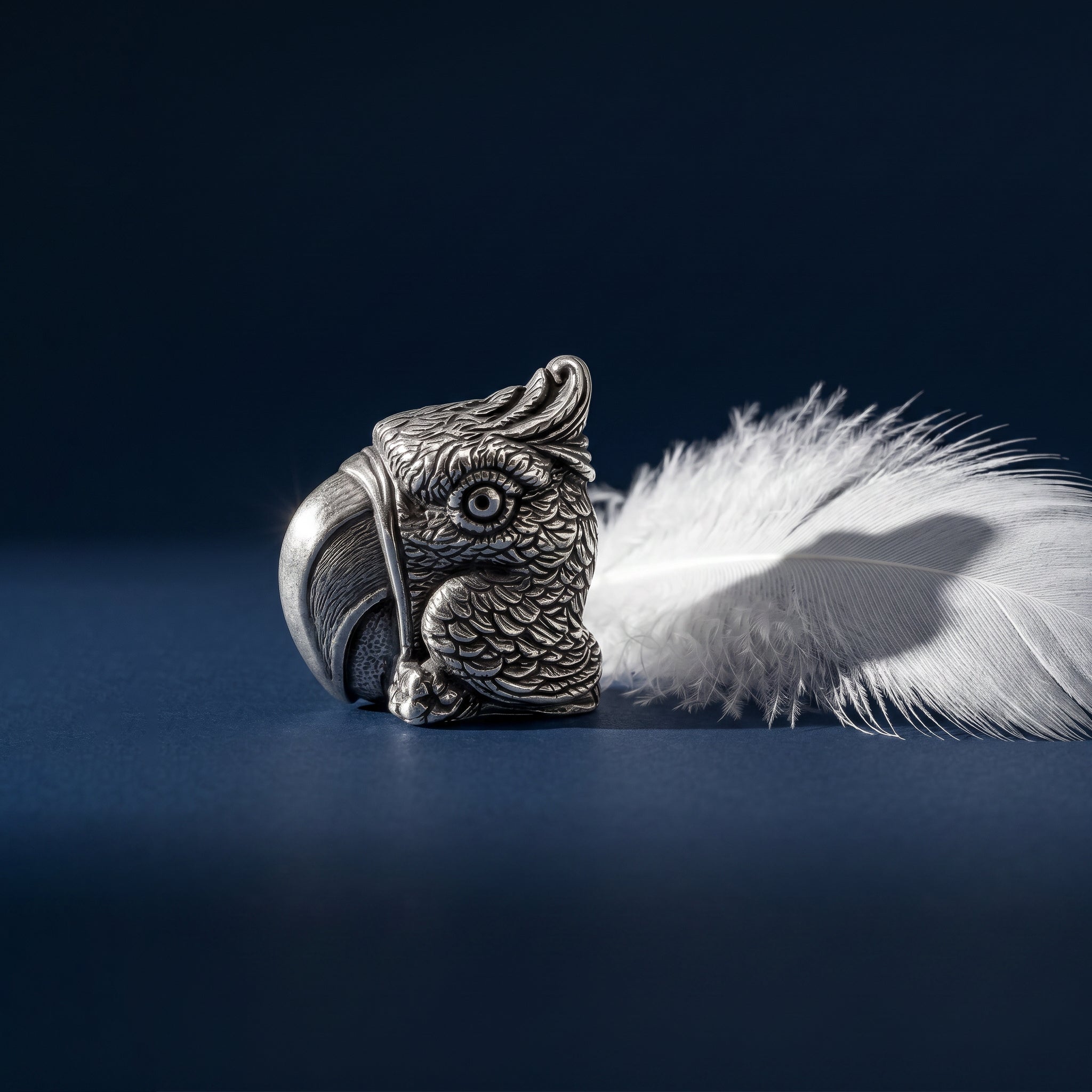 Parrot Silver-plated Bronze Figurine – Handmade Miniature Sculpture