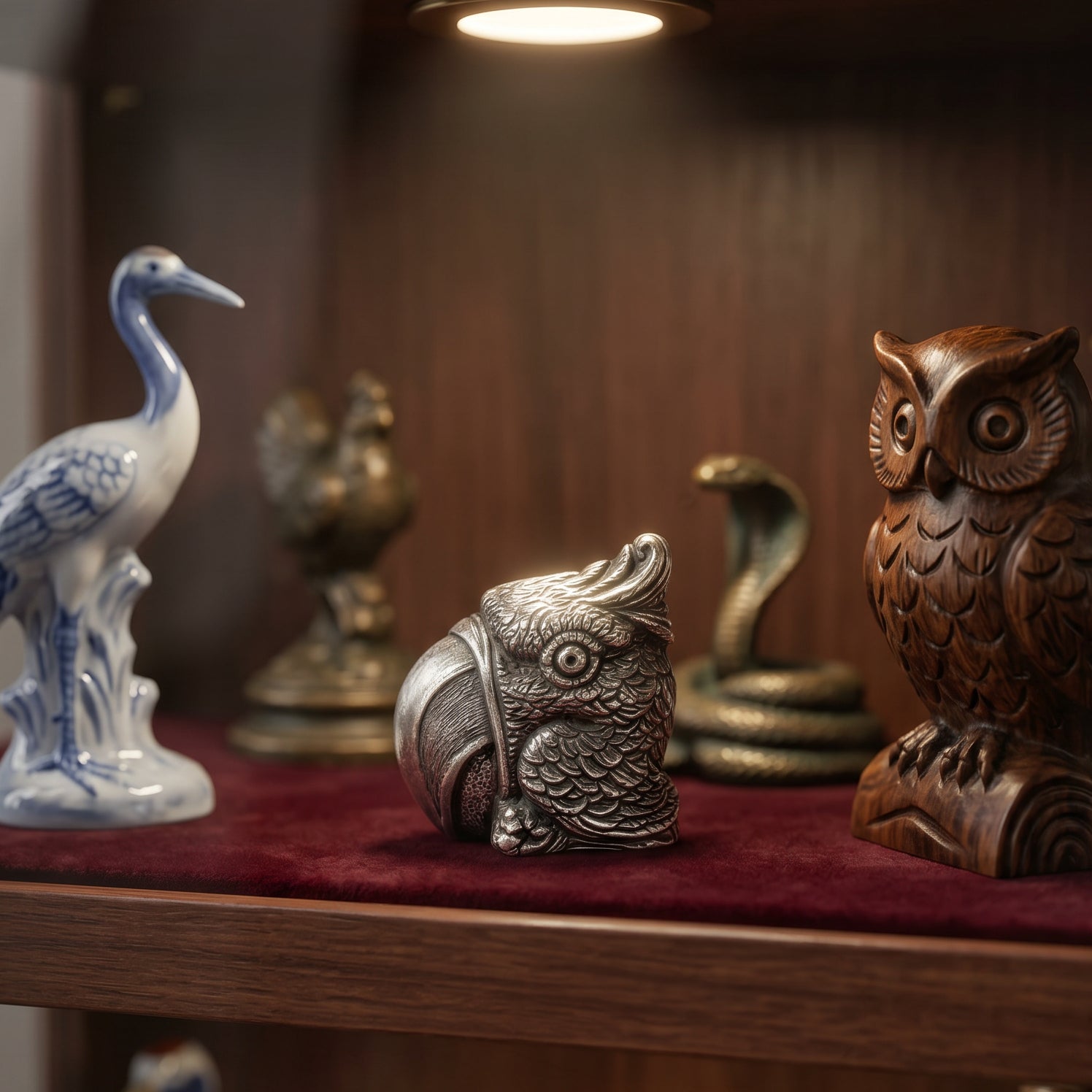 Parrot Silver-plated Bronze Figurine – Handmade Miniature Sculpture