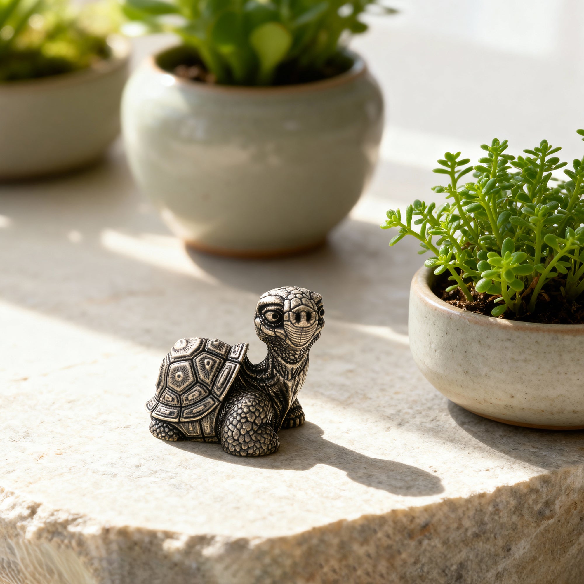 Turtle Bronze Miniature - Handmade Tortoise Statue & Gift