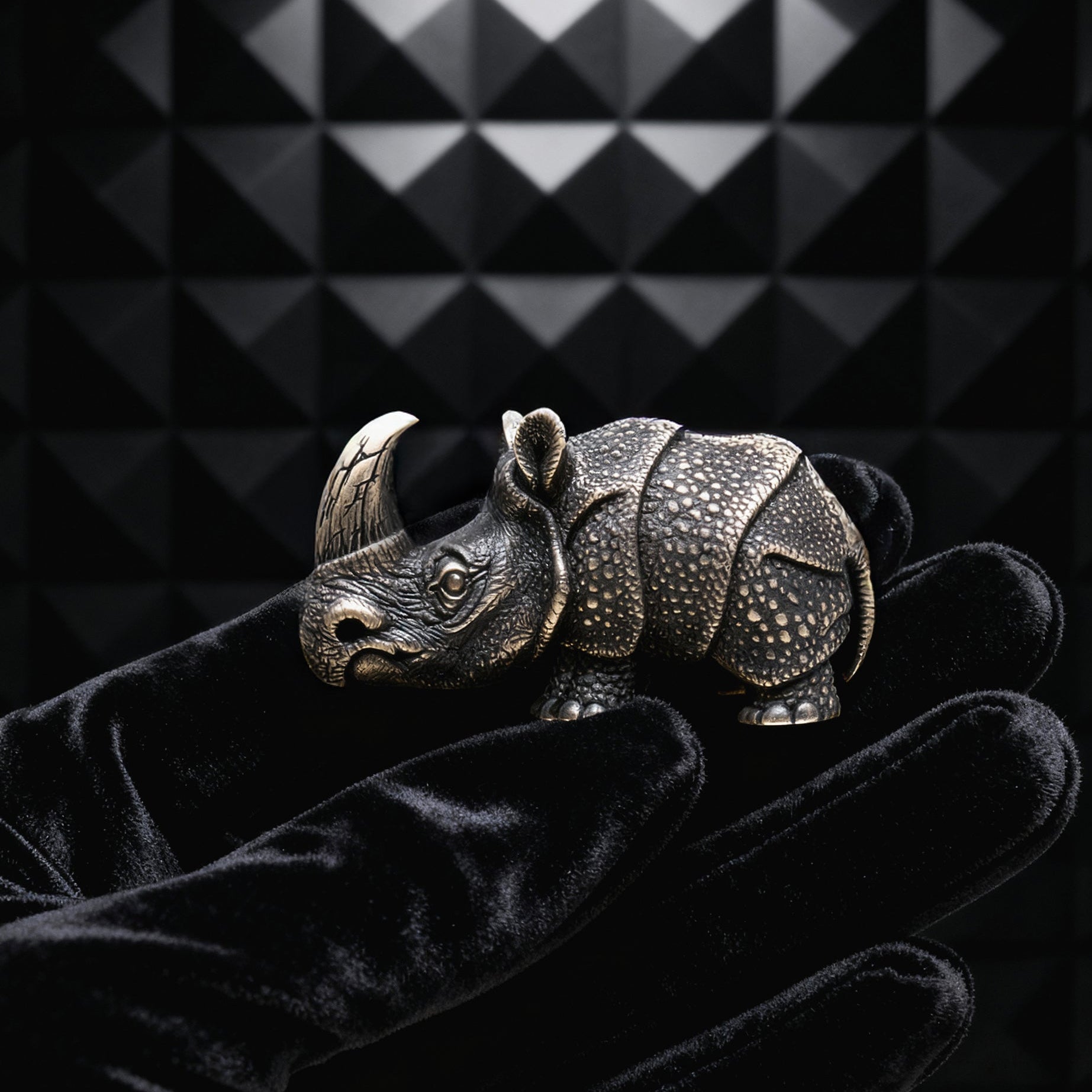 Rhino Bronze Figurine – Handmade Miniature Collectible Gift