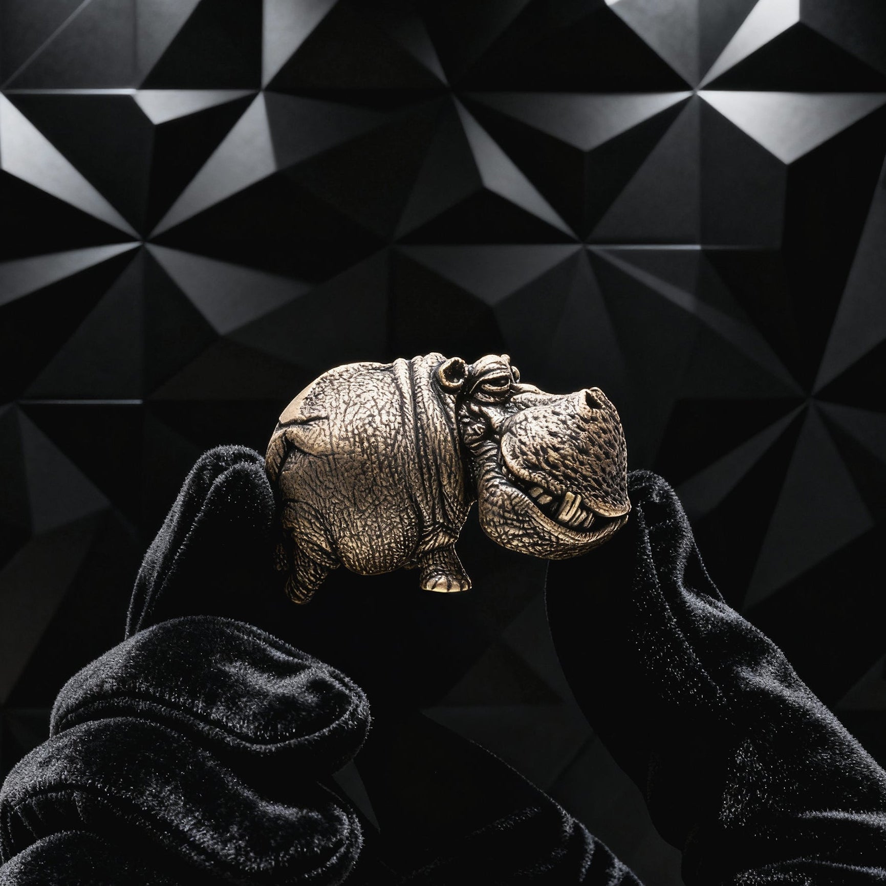 Hippopotamus Bronze Figurine – Miniature Handmade Wildlife Gift