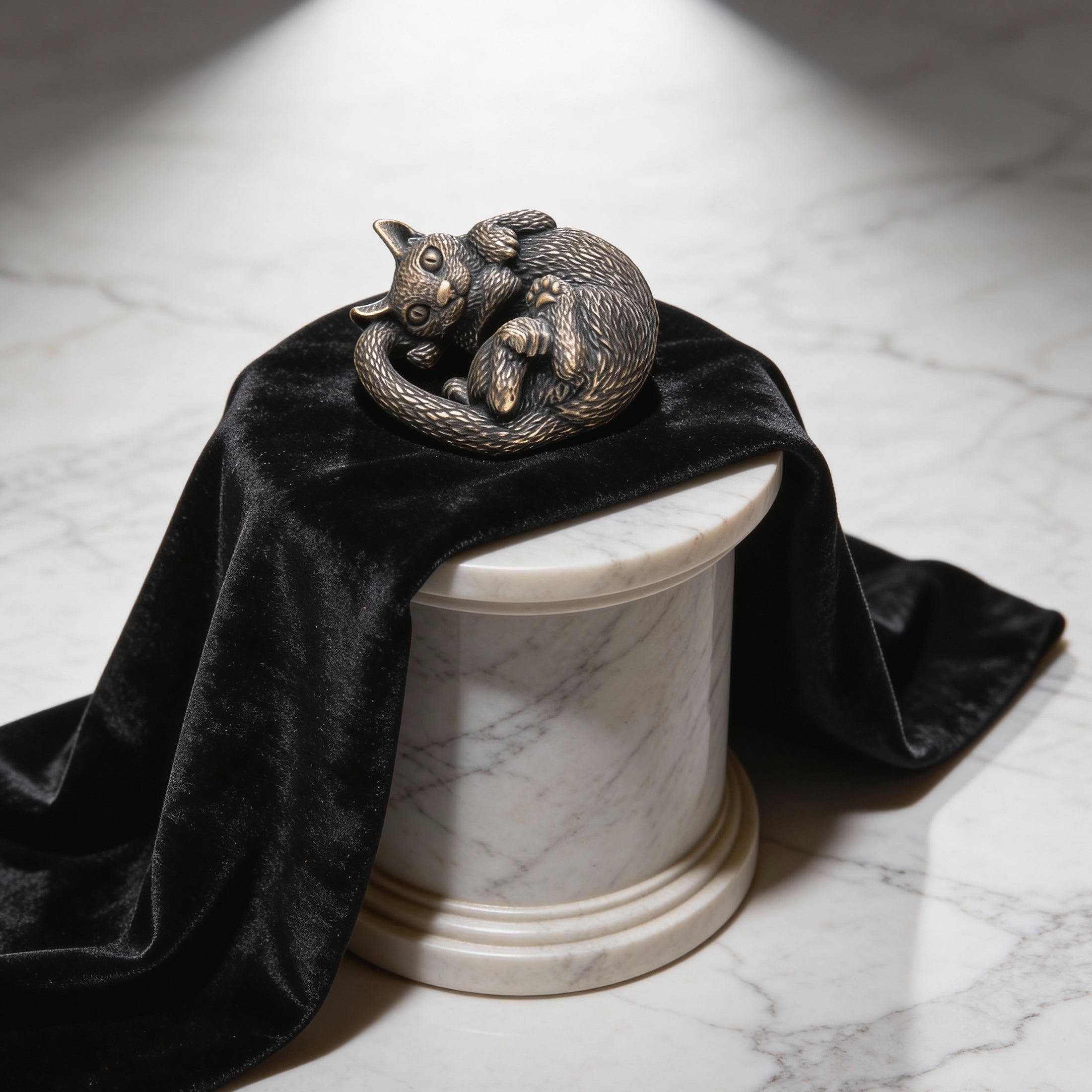 Cat Bronze Miniature – Handmade Figurine & Wearable Pendant